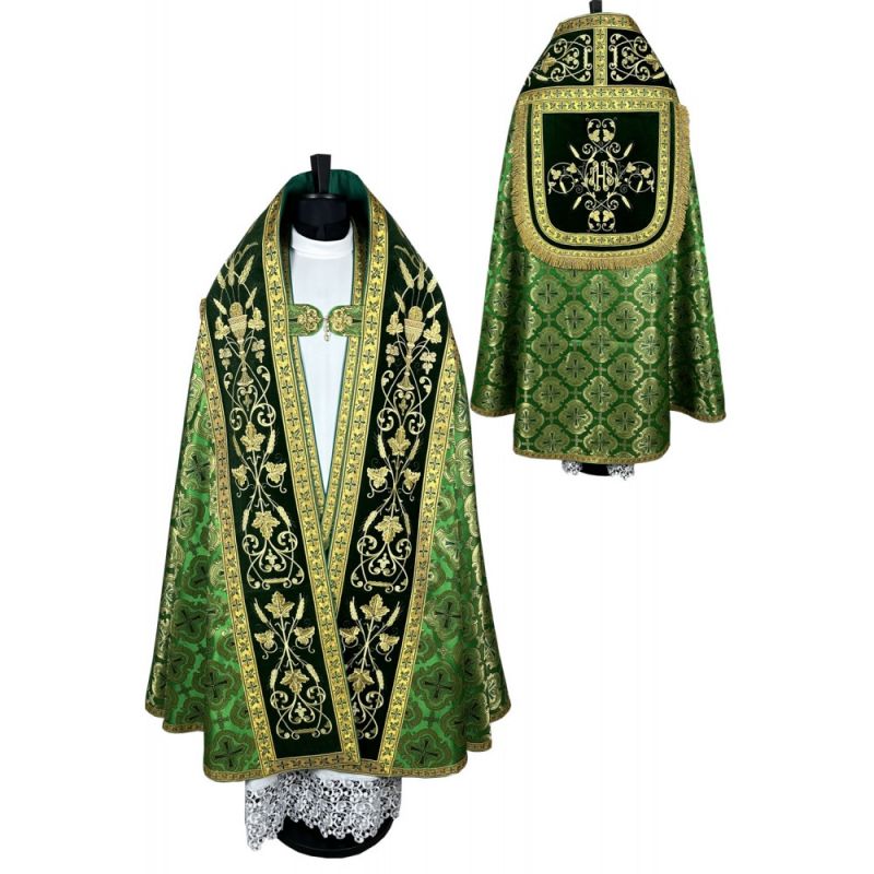 Kapa rzymska zielona ze stułą (26K) - KAPY LITURGICZNE - Kapa rzymska zielona ze stułą (26K)