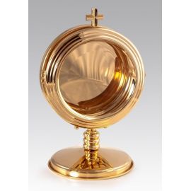 Kustodia na dużą hostię, mosiężna pozłacana - wys. 25 cm (2) - KUSTODIA