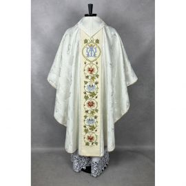 Ornat gotycki haftowany, motyw maryjny (9K) - Ornaty białe/ ecru - zdjęcie 4 - Ornat gotycki haftowany, motyw maryjny (9K)