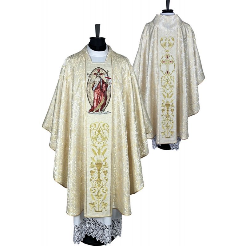 Ornat gotycki, haftowany Jezus zmartwychwstały (13K) - Ornaty złote/srebrne - Ornat gotycki, haftowany Jezus zmartwychwstały (13K)