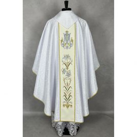 Ornat gotycki haftowany, motyw maryjny (20K) - Ornaty białe/ ecru - zdjęcie 2 - Ornat gotycki haftowany, motyw maryjny (20K)