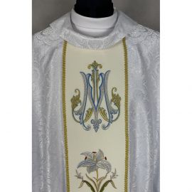 Ornat gotycki haftowany, motyw maryjny (20K) - Ornaty białe/ ecru - zdjęcie 4 - Ornat gotycki haftowany, motyw maryjny (20K)