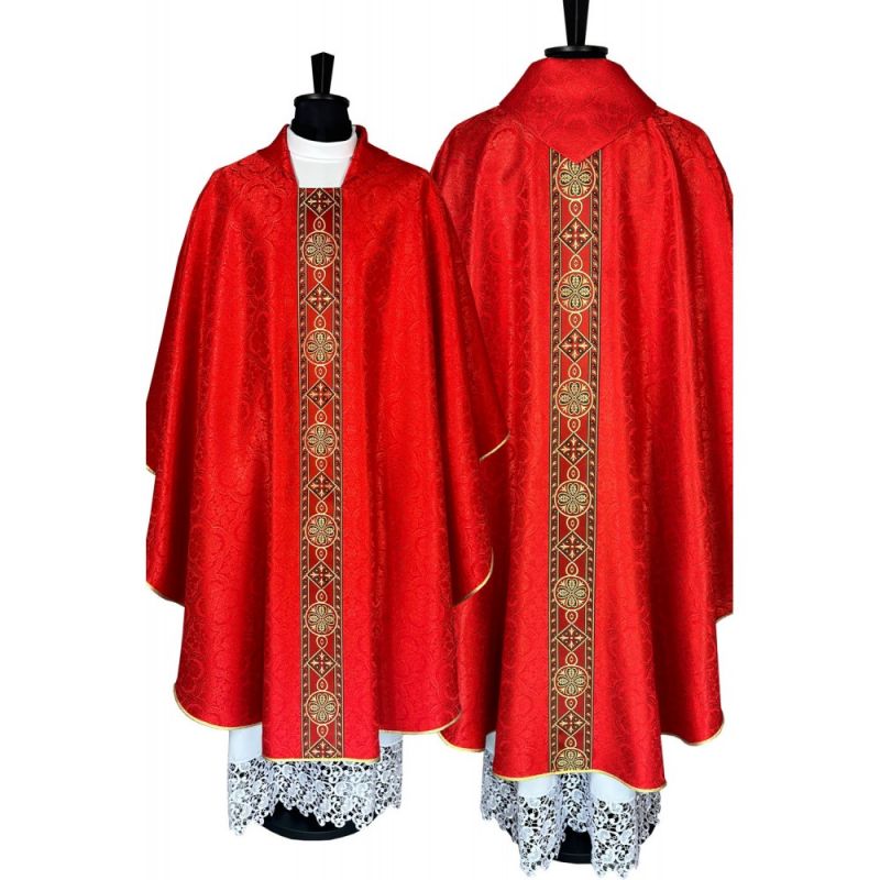 Ornat gotycki czerwony, tkanina żakard (31K) - ORNATY NA WIELKI POST - Ornat gotycki czerwony, tkanina żakard (31K)