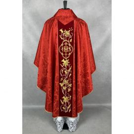 Ornat gotycki czerwony, haftowany IHS (33K) - ORNATY NA WIELKI POST - zdjęcie 2 - Ornat gotycki czerwony, haftowany IHS (33K)