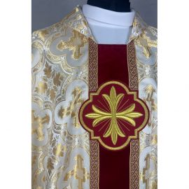Ornat gotycki biało-złoty, haftowany (35K) - Ornaty białe/ ecru - zdjęcie 2 - Ornat gotycki biało-złoty, haftowany (35K)