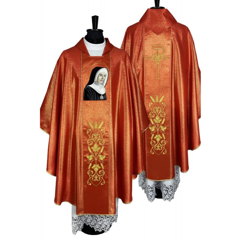 Ornat gotycki haftowany Błogosławiona s. M. Sapientia - Ornaty z wizerunkiem świętych - Ornat gotycki haftowany Błogosławiona s. M. Sapientia