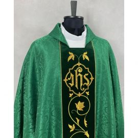 Ornat gotycki zielony haftowany - pas aksamit (42) - Ornaty zielone