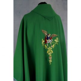 Ornat gotycki haftowany, zielony - Michał Archanioł (88K) - Ornaty z wizerunkiem świętych - zdjęcie 3 - Ornat gotycki haftowany, zielony - Michał Archanioł (88K)
