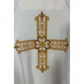 Ornat gotycki haftowany, ecru - Krzyż (98K) - Ornaty białe/ ecru - zdjęcie 4 - Ornat gotycki haftowany, ecru - Krzyż (98K)