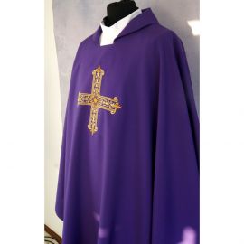Ornat gotycki haftowany, fioletowy - Krzyż (99K) - Ornaty fioletowe - zdjęcie 2 - Ornat gotycki haftowany, fioletowy - Krzyż (99K)