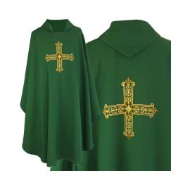 Ornat gotycki haftowany, zielony - Krzyż (100K) - Ornaty zielone
