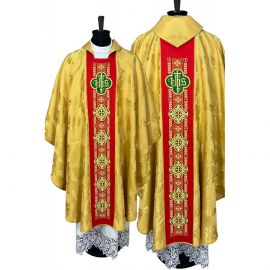 Ornat gotycki złoty, haftowany IHS (108K) - Ornaty złote/srebrne