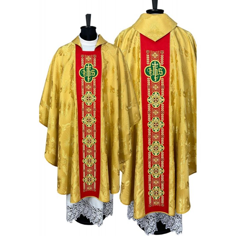 Ornat gotycki złoty, haftowany IHS (108K) - Ornaty złote/srebrne - Ornat gotycki złoty, haftowany IHS (108K)