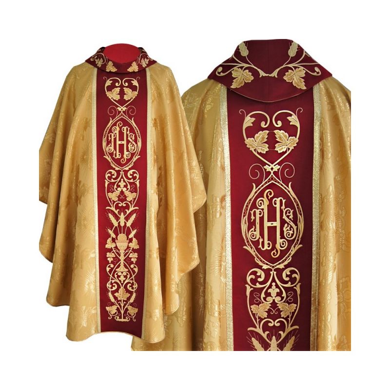 Ornat gotycki złoty, haftowany IHS (113K) - Ornaty złote/srebrne - Ornat gotycki złoty, haftowany IHS (113K)