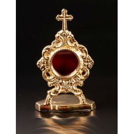 Relikwiarz mosiężny, pozłacany - 10 cm (28) - RELIKWIARZE
