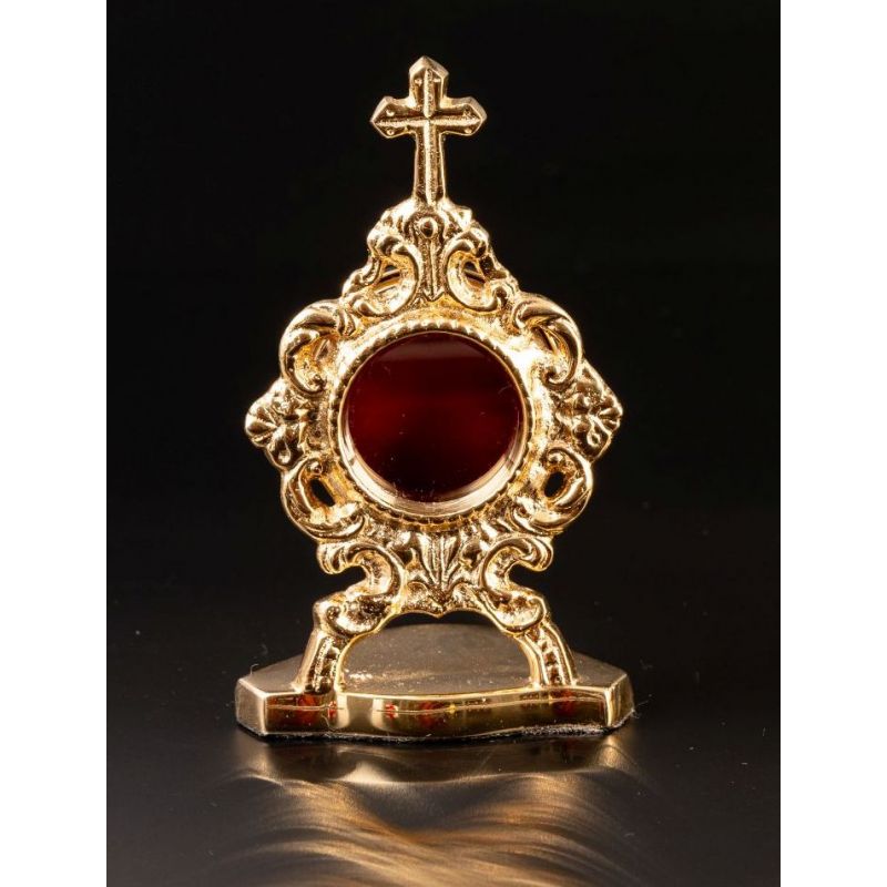 Relikwiarz mosiężny, pozłacany - 10 cm (28) - RELIKWIARZE - Relikwiarz mosiężny, pozłacany - 10 cm (28)