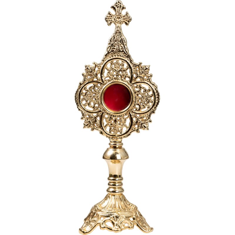 Relikwiarz mosiężny, pozłacany - 34 cm (32) - RELIKWIARZE - Relikwiarz mosiężny, pozłacany - 34 cm (32)