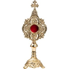 Relikwiarz mosiężny, pozłacany - 34 cm (32) - RELIKWIARZE - zdjęcie 2 - Relikwiarz mosiężny, pozłacany - 34 cm (32)