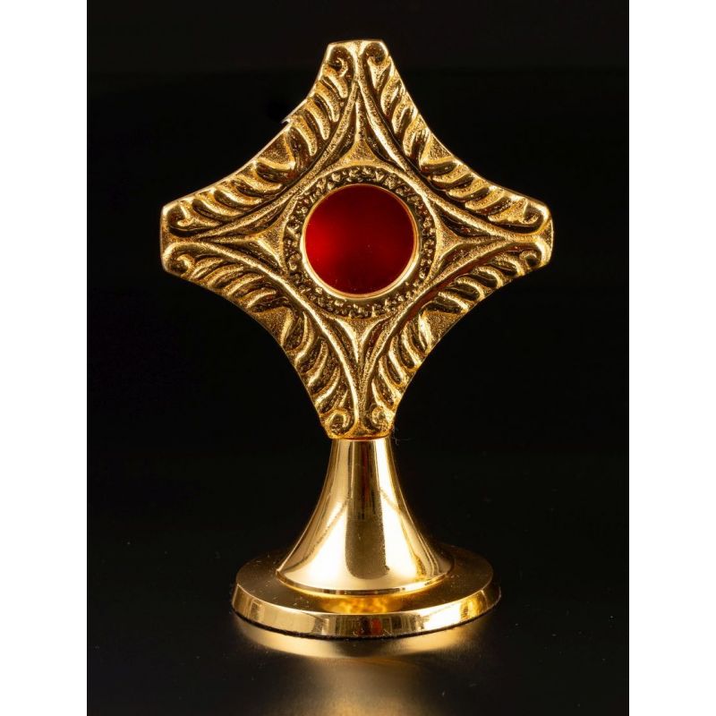 Relikwiarz mosiężny, pozłacany - 12 cm (33) - RELIKWIARZE - Relikwiarz mosiężny, pozłacany - 12 cm (33)