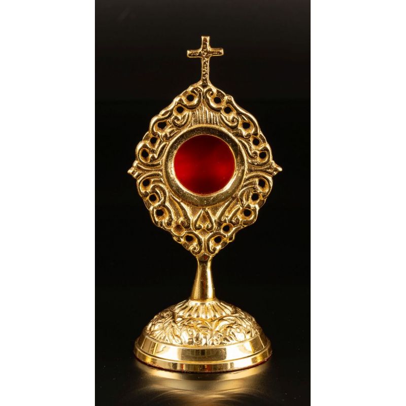 Relikwiarz mosiężny, pozłacany - 14 cm (34) - RELIKWIARZE - Relikwiarz mosiężny, pozłacany - 14 cm (34)