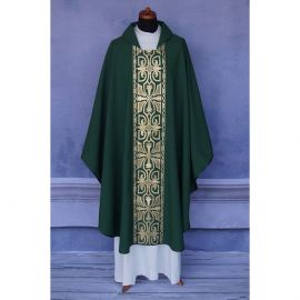 Ornat gotycki zielony, pas tkany krzyż (119K) - Ornaty zielone - zdjęcie 2 - Ornat gotycki zielony, pas tkany krzyż (119K)
