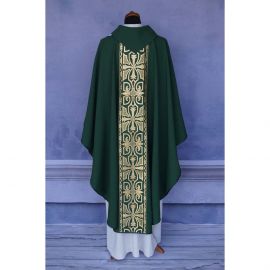 Ornat gotycki zielony, pas tkany krzyż (119K) - Ornaty zielone - zdjęcie 3 - Ornat gotycki zielony, pas tkany krzyż (119K)
