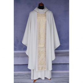 Ornat gotycki ecru, pas tkany krzyż (120K) - Ornaty białe/ ecru - zdjęcie 2 - Ornat gotycki ecru, pas tkany krzyż (120K)