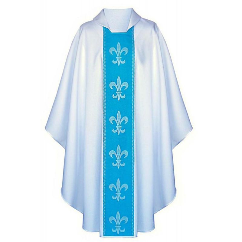 Ornat gotycki maryjny biały, pas tkany (137K) - Ornaty Maryjne - Ornat gotycki maryjny biały, pas tkany (137K)