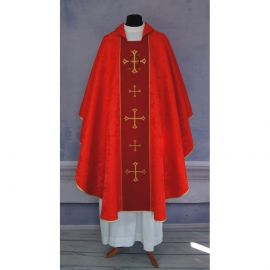 Ornat gotycki czerwony, haftowany Alfa i Omega (138K) - ORNATY NA WIELKI POST - zdjęcie 2 - Ornat gotycki czerwony, haftowany Alfa i Omega (138K)