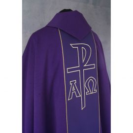 Ornat gotycki fioletowy, haftowany Chrystus na krzyżu (144K) - ORNATY NA WIELKI POST - zdjęcie 3 - Ornat gotycki fioletowy, haftowany Chrystus na krzyżu (144K)