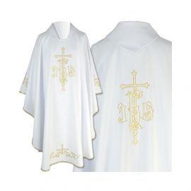 Ornat gotycki biały, haftowany, materiał strecz (157K) - Ornaty białe/ ecru