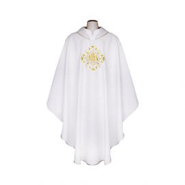 Ornat gotycki biały, haftowany, materiał strecz (164K) - Ornaty białe/ ecru