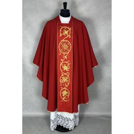 Ornat gotycki czerwony, haftowany, materiał strecz (174K) - ORNATY NA WIELKI POST - zdjęcie 3 - Ornat gotycki czerwony, haftowany, materiał strecz (174K)