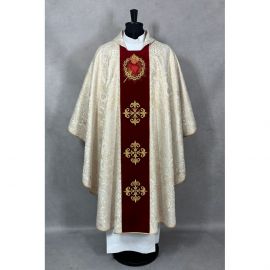 Ornat gotycki brokatowa rozeta, haftowany, pas aksamit (187K) - Ornaty złote/srebrne - zdjęcie 4 - Ornat gotycki brokatowa rozeta, haftowany, pas aksamit (187K)