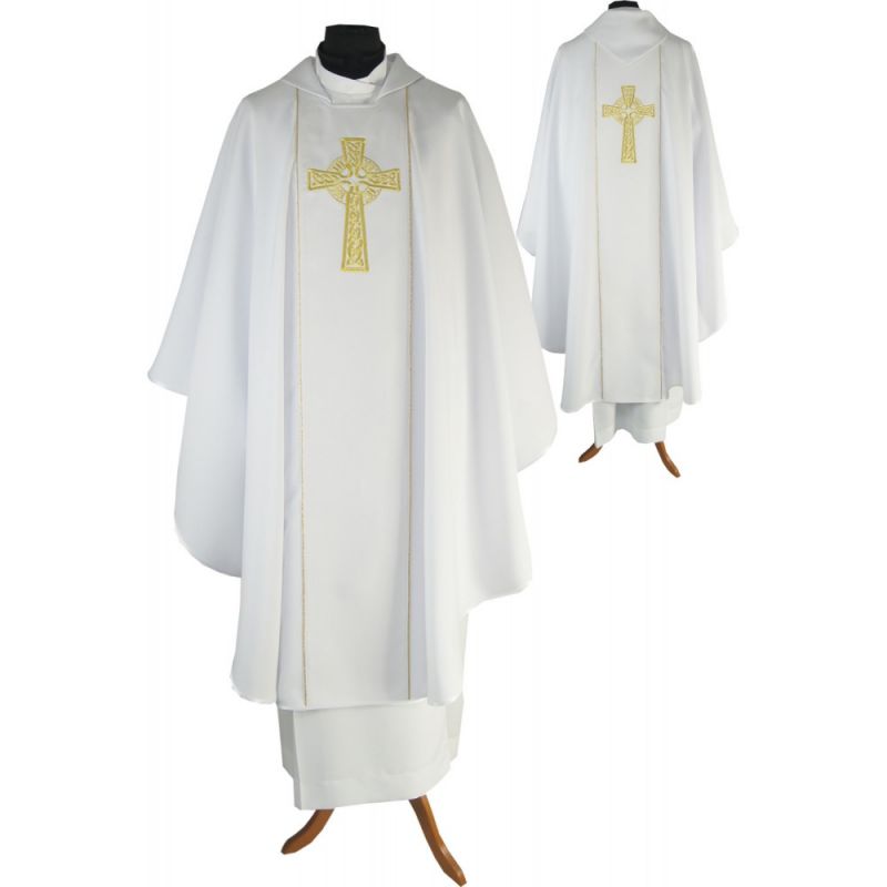 Ornat gotycki biały, tkanina gładka (201K) - Ornaty białe/ ecru - Ornat gotycki biały, tkanina gładka (201K)