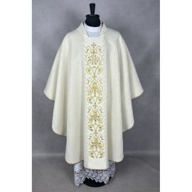 Ornat gotycki brokatowa tkanina, haftowany pas (204K) - Ornaty złote/srebrne - zdjęcie 2 - Ornat gotycki brokatowa tkanina, haftowany pas (204K)
