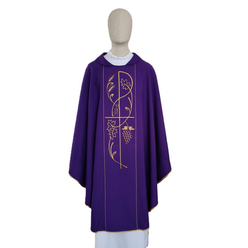Ornat haftowany P + winogrona - kolory liturgiczne (1T) - Ornaty fioletowe - Ornat haftowany P + winogrona - kolory liturgiczne (1T)