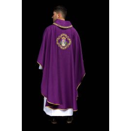 Ornat Adwentowy haftowany- błyszcząca tkanina (3) - Szaty liturgiczne - zdjęcie 5 - Ornat Adwentowy haftowany- błyszcząca tkanina (3)