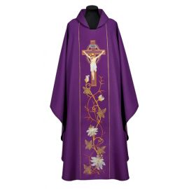 Ornat bogato haftowany - Pan Jezus na krzyżu (001A) - Ornaty fioletowe