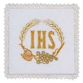 Palka IHS kłosy + winogrona - kolor biały, srebrny - zdjęcie 2 - Palka IHS kłosy + winogrona