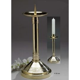Świecznik ołtarzowy z mosiądzu, zdobiony, polerowany - 33 cm - ŚWIECZNIKI / LICHTARZE - zdjęcie 2 - Świecznik ołtarzowy z mosiądzu, zdobiony, polerowany - 33 cm