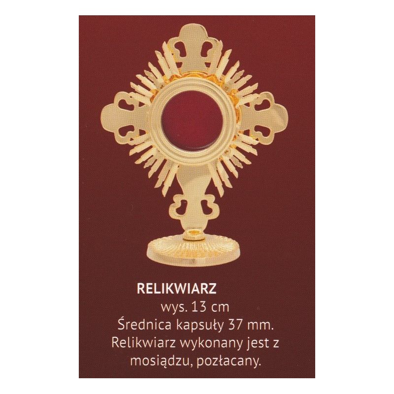 Relikwiarz mosiężny, pozłacany - 13 cm (A) - RELIKWIARZE - Relikwiarz mosiężny, pozłacany - 13 cm (A)