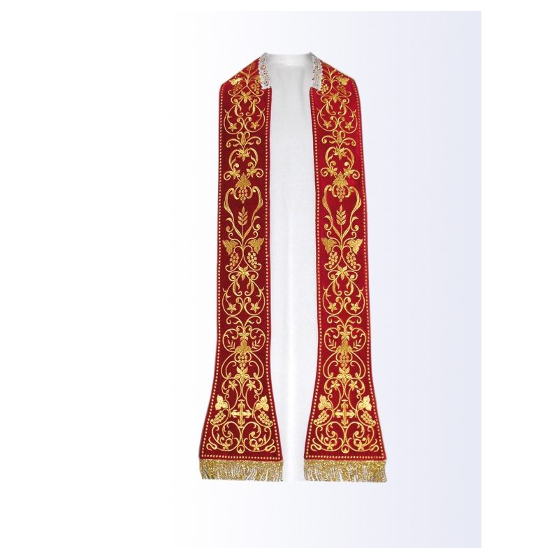 Stuła rzymska haftowana - materiał aksamit- kolory liturgiczne - EUCHARYSTYCZNE - Stuła rzymska haftowana - materiał aksamit- kolory liturgiczne