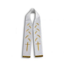 Stuła kapłańska krzyż i kłosy - haftowana (22) - EUCHARYSTYCZNE