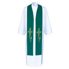 Stuła kapłańska krzyż i kłosy - haftowana (5) - EUCHARYSTYCZNE - zdjęcie 2 - Stuła kapłańska krzyż i kłosy - haftowana (5)