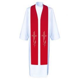 Stuła kapłańska krzyż i kłosy - haftowana (5) - EUCHARYSTYCZNE - zdjęcie 3 - Stuła kapłańska krzyż i kłosy - haftowana (5)
