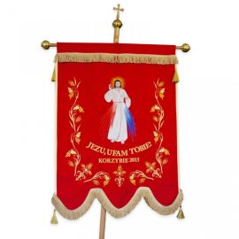 Chorągiew haftowana jednostronna - Jezu Ufam Tobie - CHORĄGWIE, SZTANDARY