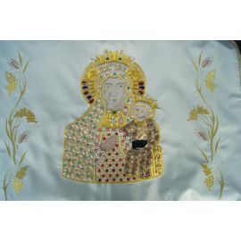Chorągiew haftowana jednostronna - MB Częstochowska - CHORĄGWIE, SZTANDARY - zdjęcie 3 - Chorągiew haftowana jednostronna - MB Częstochowska