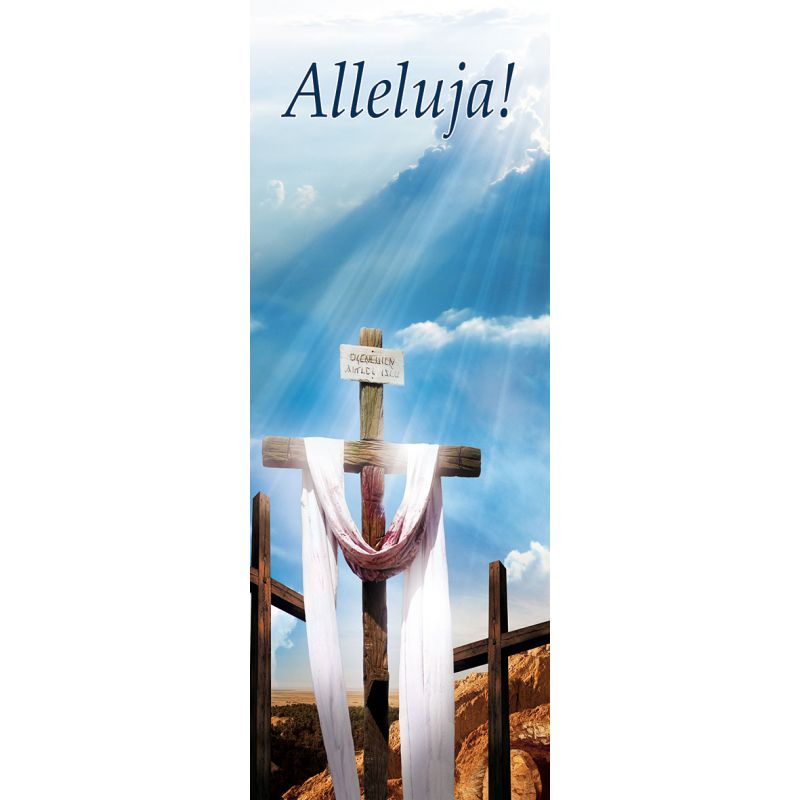 Baner na Wielkanoc "Alleluja!" - błękitny (12) - WIELKANOC - Baner na Wielkanoc "Alleluja!" - błękitny (12)