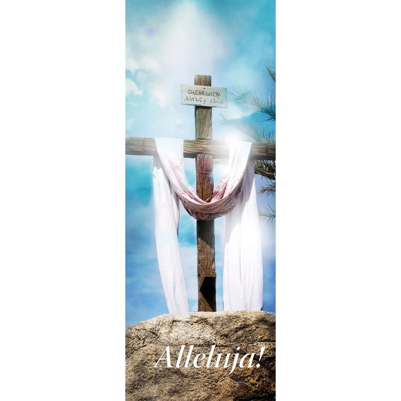 Baner na Wielkanoc "Alleluja!" - niebieski z krzyżem (17) - WIELKANOC - Baner na Wielkanoc "Alleluja!" - niebieski z krzyżem (17)